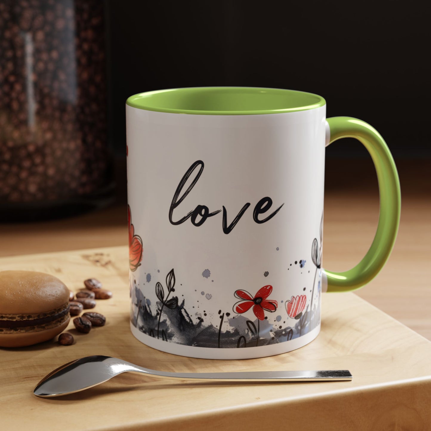 Cute Love Girl Mug – Romantic Flower Illustration Coffee Cup