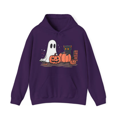 Ghost and Black Cat Halloween Unisex Hoodie