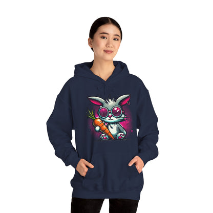 Bunny With Carrot Hoodie – Cute Neon Bunny Graphic Sweatshirt