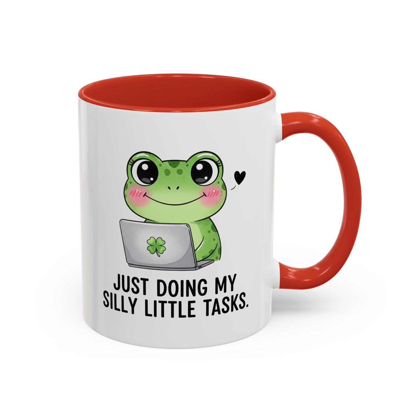 Cute Frog Coffee Mug — "Just Doing My Silly Little Tasks" Accent Mug