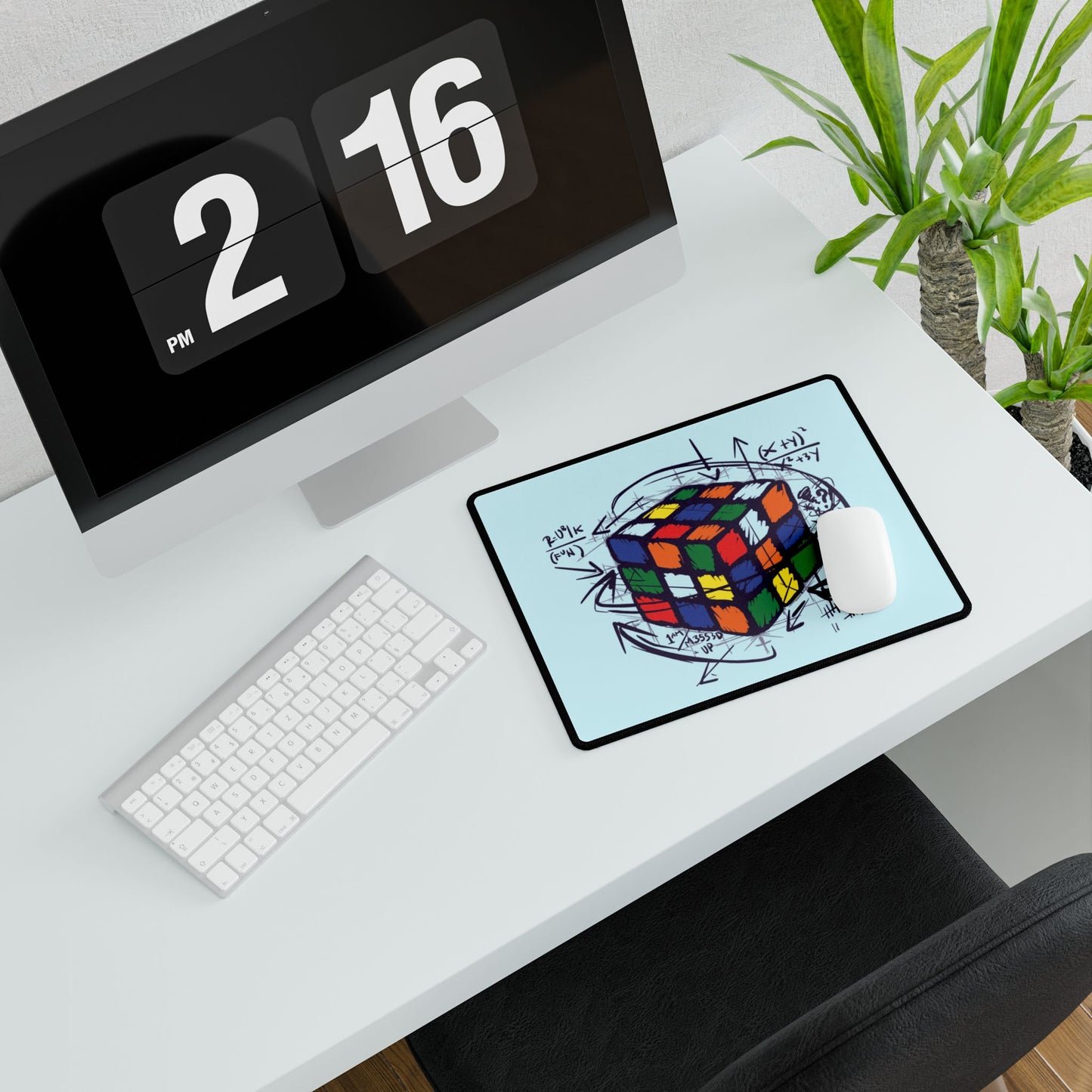 Rubik’s Cube Sketch Desk Mat — Puzzle Gamer Mousepad Office Desk Mat