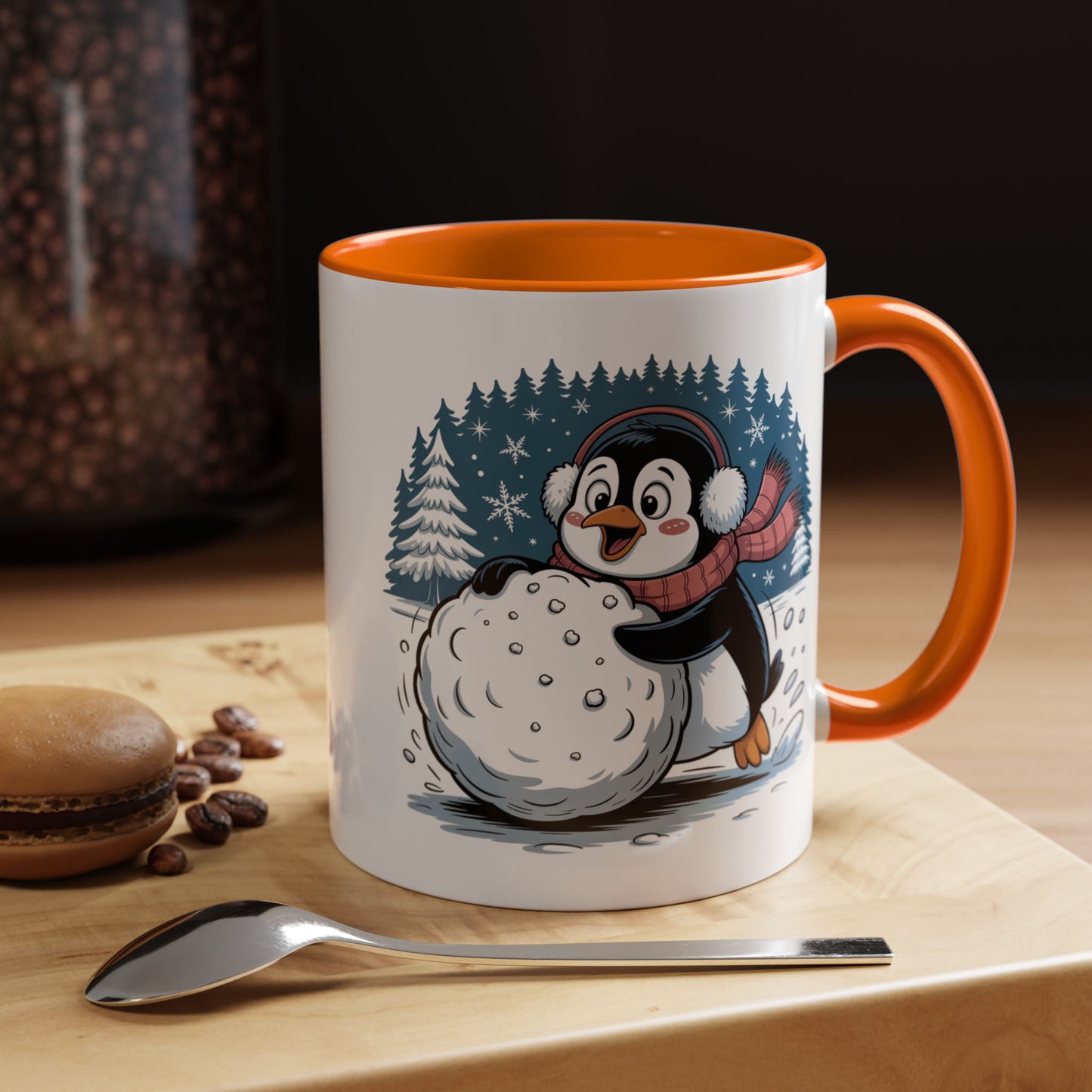 Cute Penguin Winter Mug Christmas Snowball Holiday Coffee Cup
