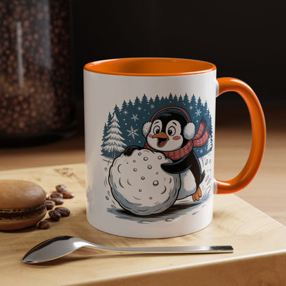 Cute Penguin Winter Mug Christmas Snowball Holiday Coffee Cup
