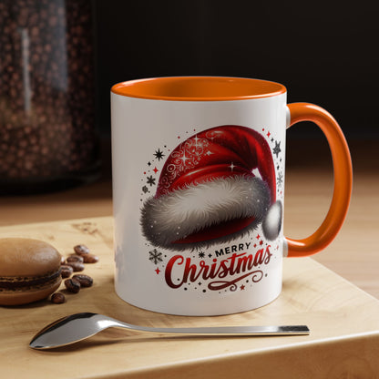Merry Christmas Mug – Santa Hat Coffee Cup – Festive Holiday Red & White New Year Gift Mug