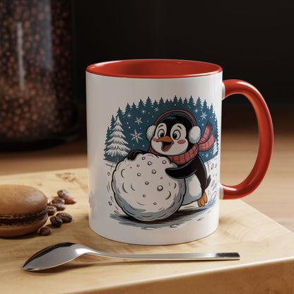 Cute Penguin Winter Mug Christmas Snowball Holiday Coffee Cup