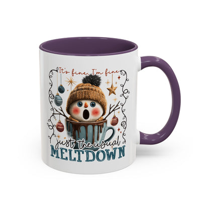 Coffee Mug — It's Fine, I'm Fine Snowman Holiday Meltdown