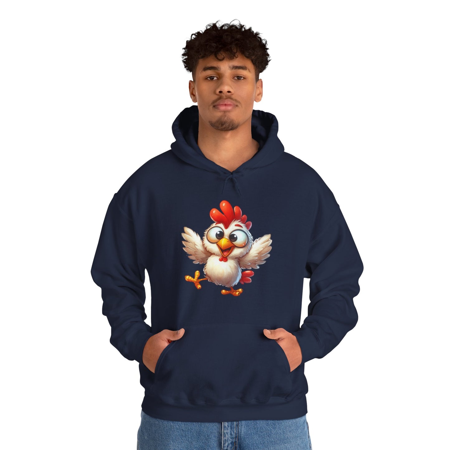 Cute Cartoon Chicken Hoodie — Playful Rooster Graphic Pullover