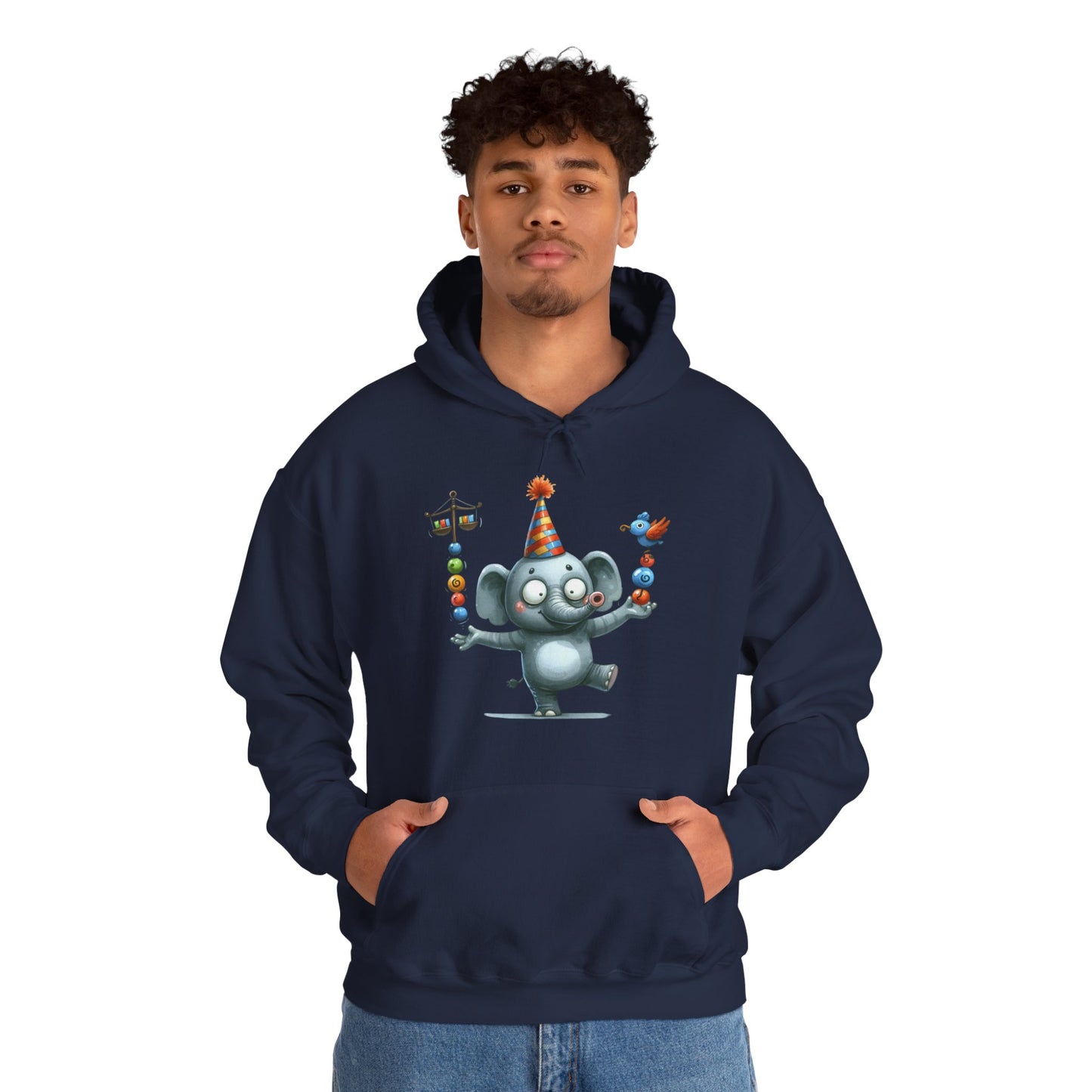 Elephant Birthday Party Hoodie — Cute Juggling Elephant Kids Graphic Hoodie