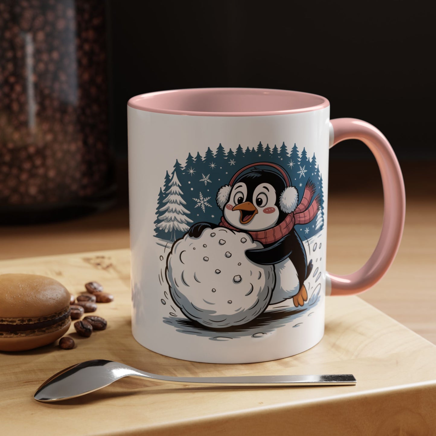 Cute Penguin Winter Mug Christmas Snowball Holiday Coffee Cup
