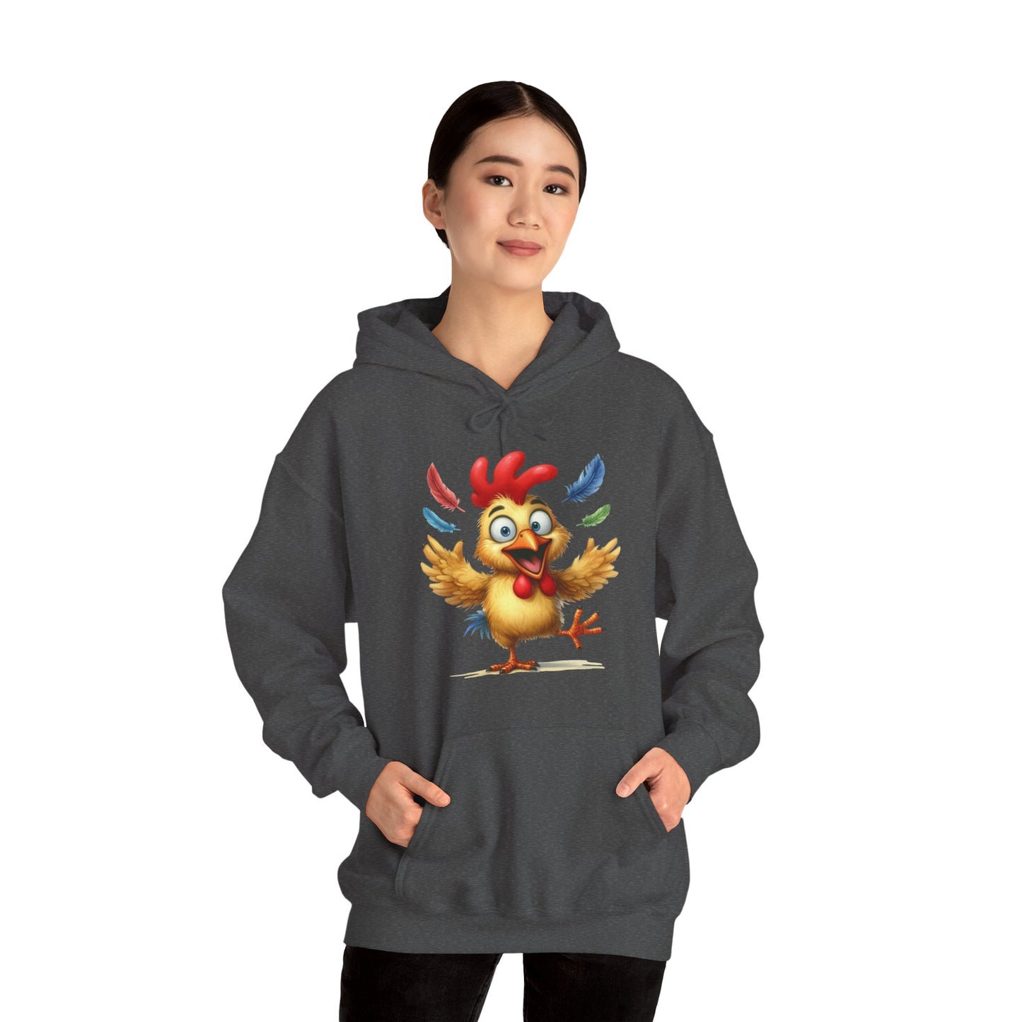 Cute Dancing Chicken Hoodie – Colorful Rooster Cartoon Pullover