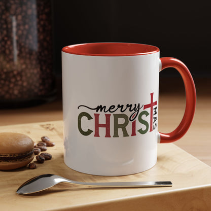 Merry Christmas Accent Coffee Mug - Festive Religious Christmas New Year Gift (11/15oz)