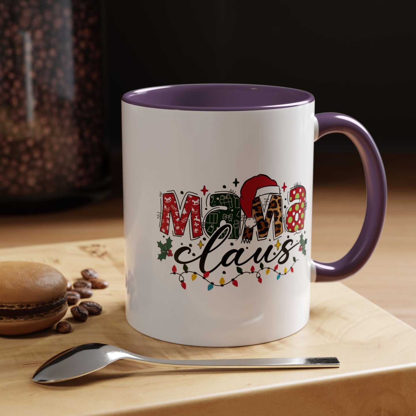 Mama Claus Accent Coffee Mug — Festive Christmas Holiday Mom Coffee Cup (11/15oz)