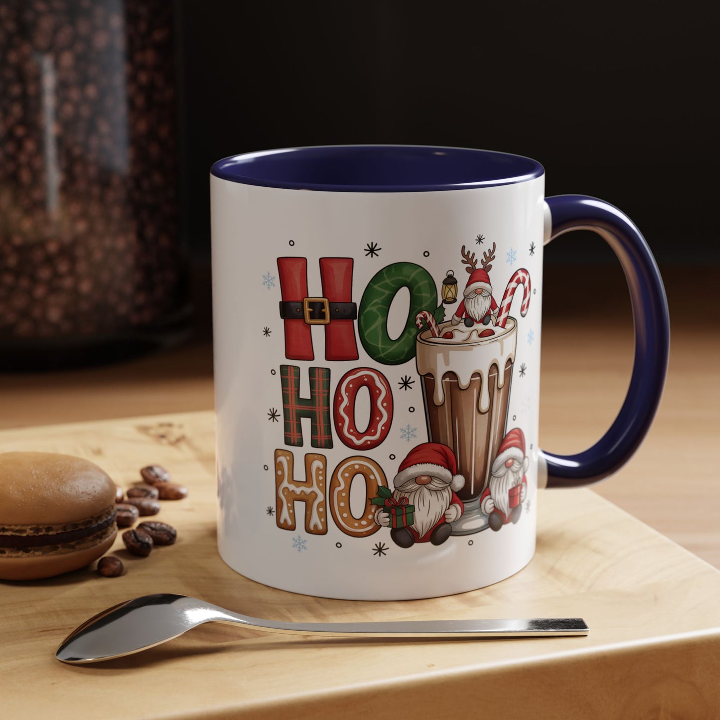 Ho Ho Ho Christmas Coffee Mug — Festive Santa Gnomes Hot Cocoa Accent Mug (11/15oz)