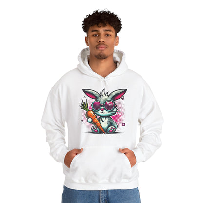 Bunny With Carrot Hoodie – Cute Neon Bunny Graphic Sweatshirt