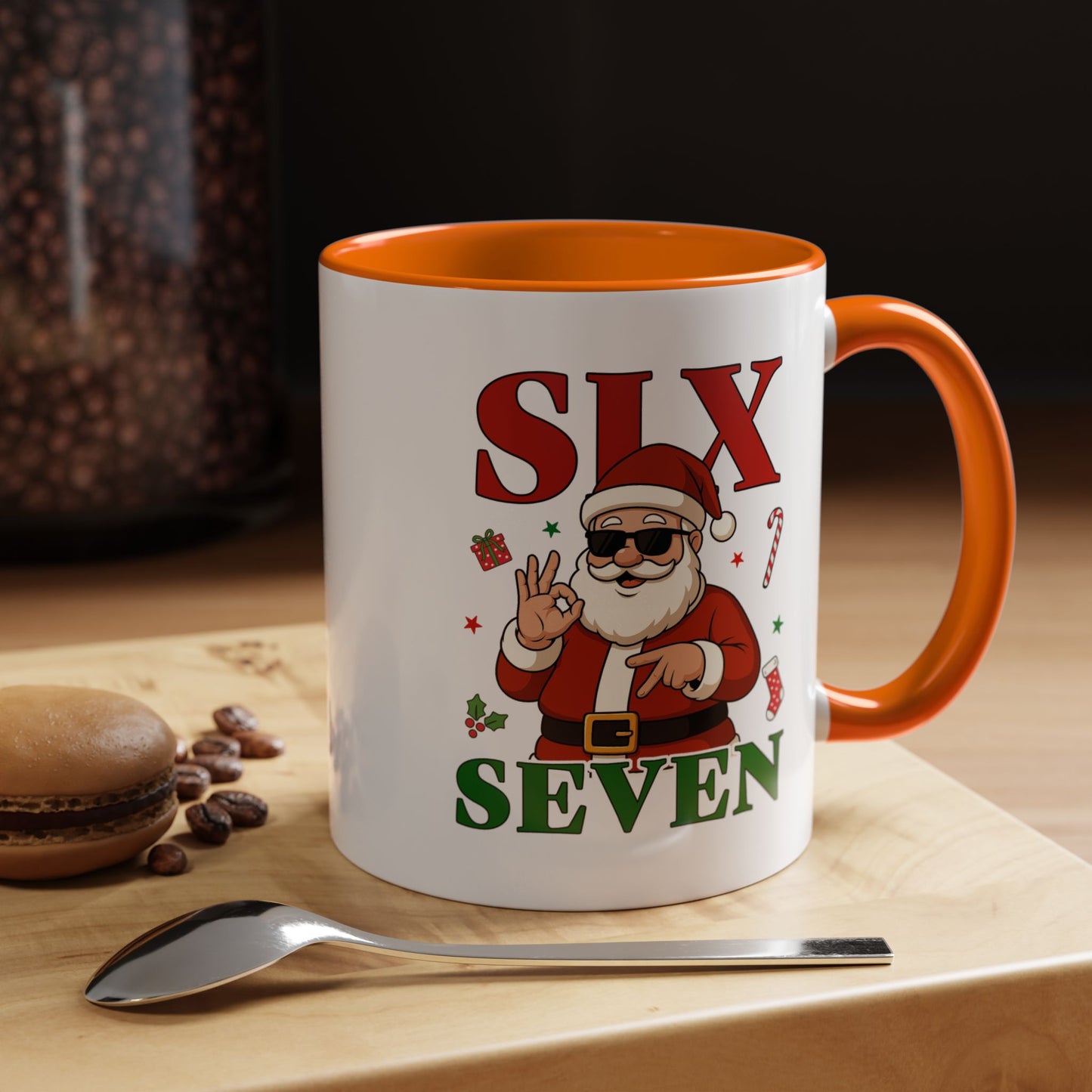 Accent Coffee Mug — 'SLX SEVEN' Cool Santa Christmas Mug (11/15oz)