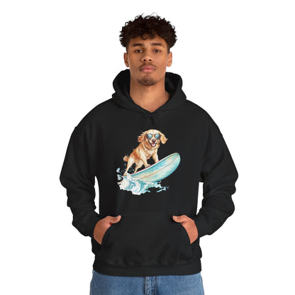 Surfing Golden Retriever Hoodie – Cute Dog Surfboard Pullover