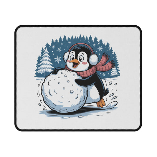 Penguin Snowball Gaming Mouse Pad — Cute Winter Non‑Slip Desk Pad