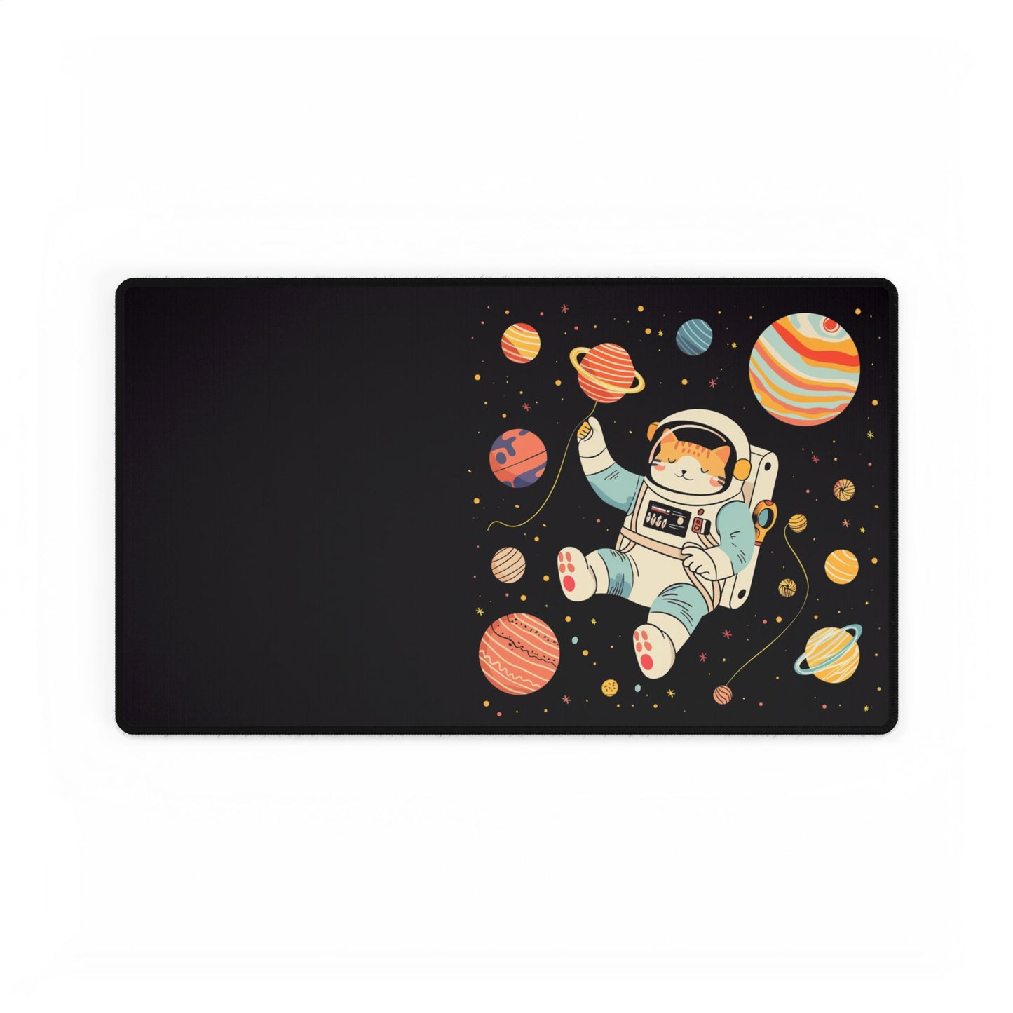 Astronaut Space Desk Mat — Cute Floating Astronaut & Planets Gaming Mouse Pad
