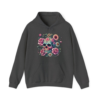 Floral Sugar Skull Hoodie — Day of the Dead Skull & Roses Pullover