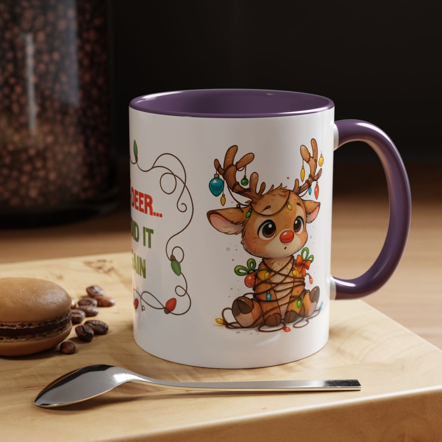 Oh Deer I Did It Again – Cute Christmas Reindeer Mug, Holiday Lights Coffee Cup (11oz/15oz)