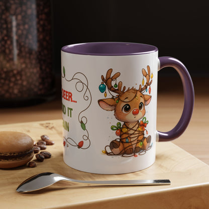 Oh Deer I Did It Again – Cute Christmas Reindeer Mug, Holiday Lights Coffee Cup (11oz/15oz)
