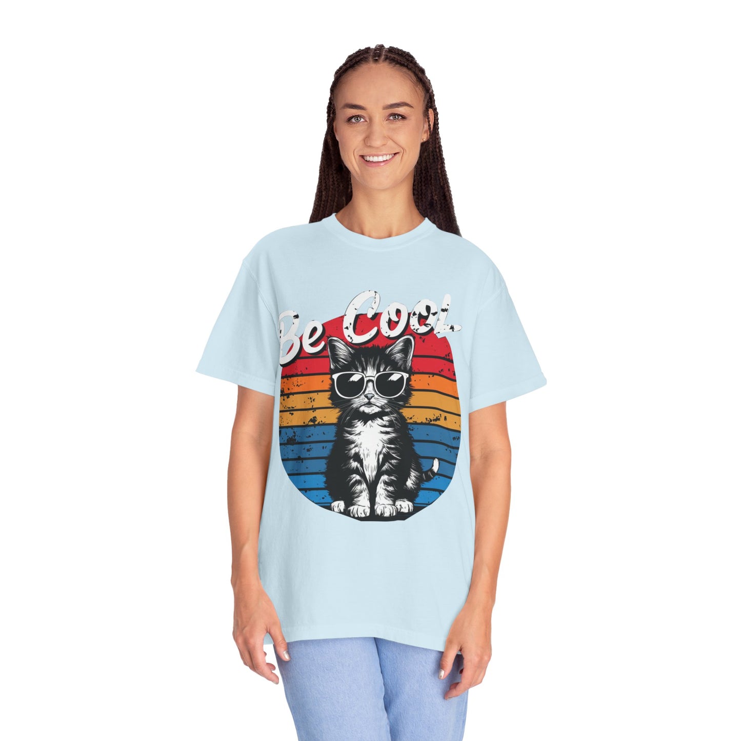 Be Cool Retro Cat Unisex T-Shirt – Vintage 80s Style Graphic Tee for Cat Lovers