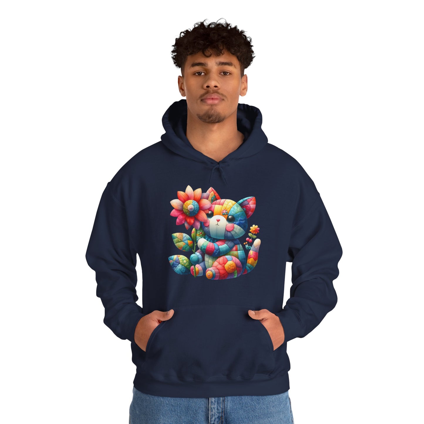 Colorful Floral Cat Hoodie — Cute Rainbow Cat with Flower Graphic