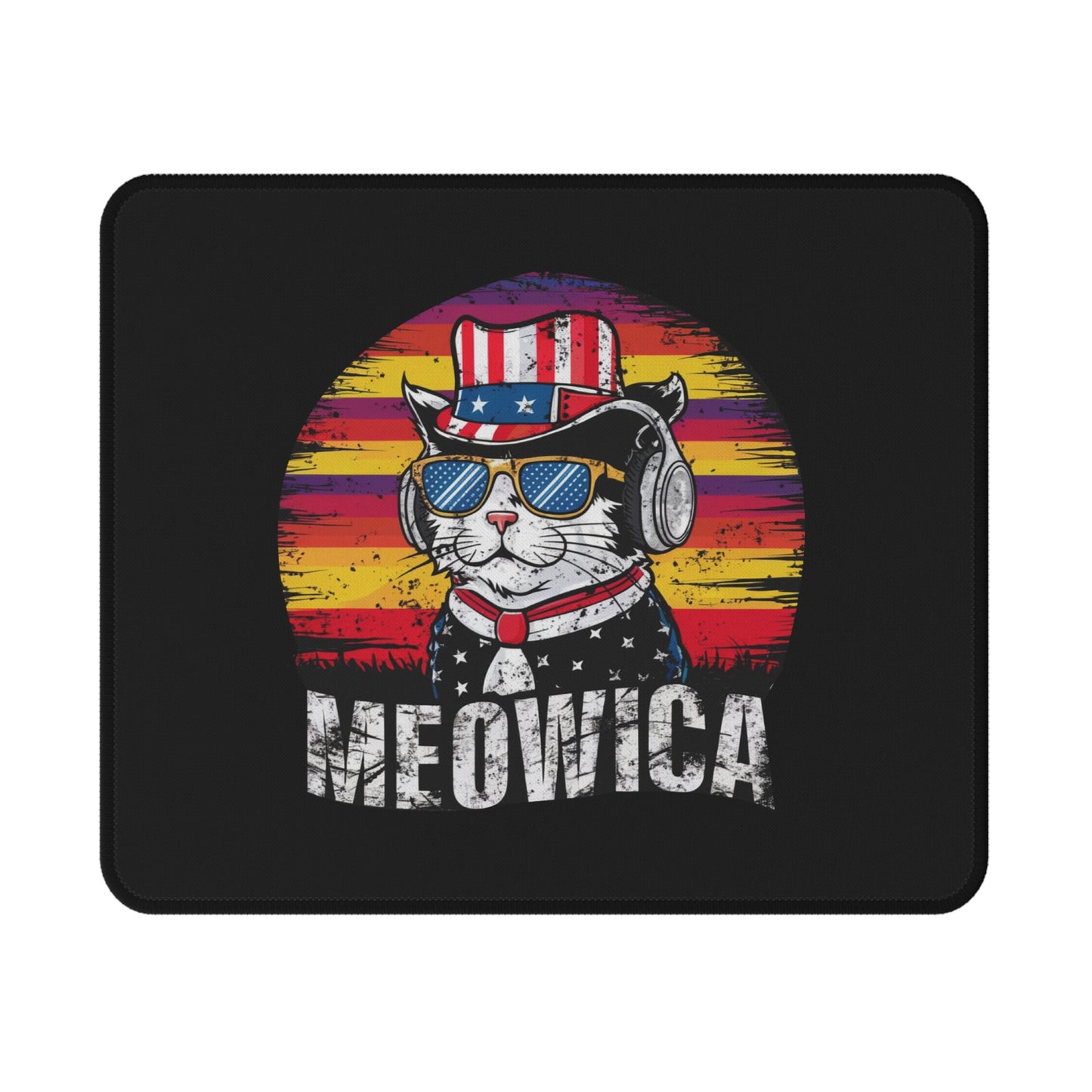 Meowica Cat Gaming Mouse Pad — Patriotic 4th of July Non-Slip Pad