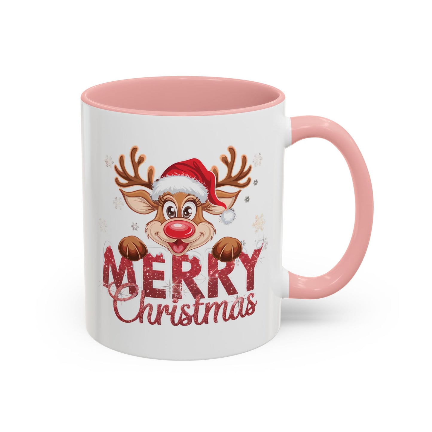 Merry Christmas Reindeer Accent Coffee Mug — Festive Holiday 11/15oz