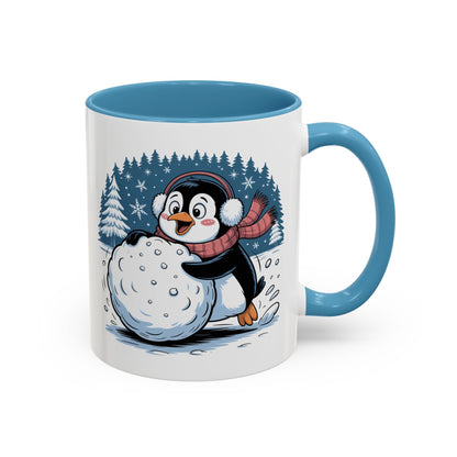 Cute Penguin Winter Mug Christmas Snowball Holiday Coffee Cup
