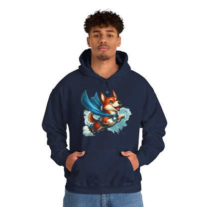 Superhero Corgi Hoodie — Cute Flying Dog Graphic Sweatshirt