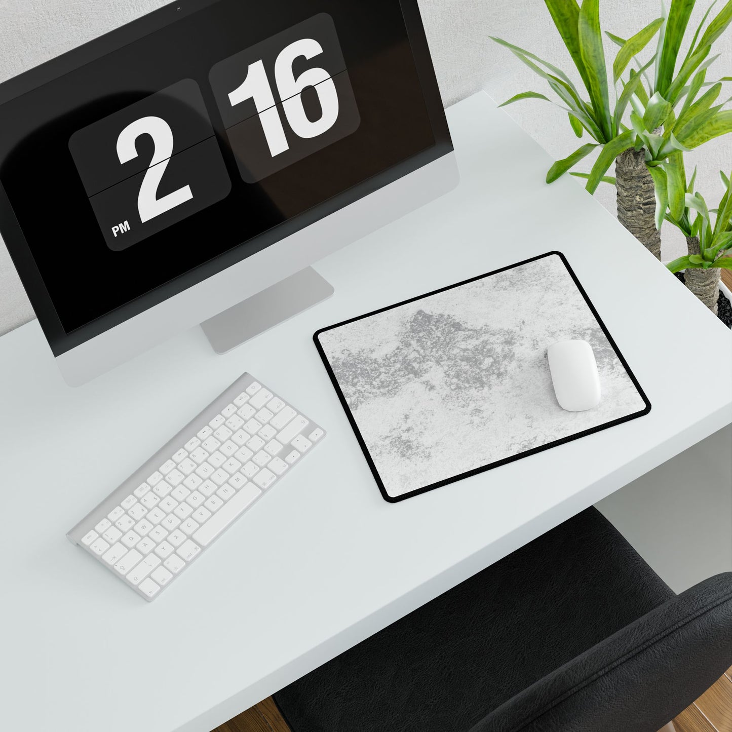 Marble Texture Desk Mat — Large Extended Mouse Pad, Gray White Office & Gaming Surface