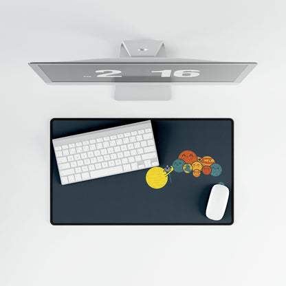 Solar System Desk Mat — Cute Cartoon Planets & Sun Gaming Mouse Pad