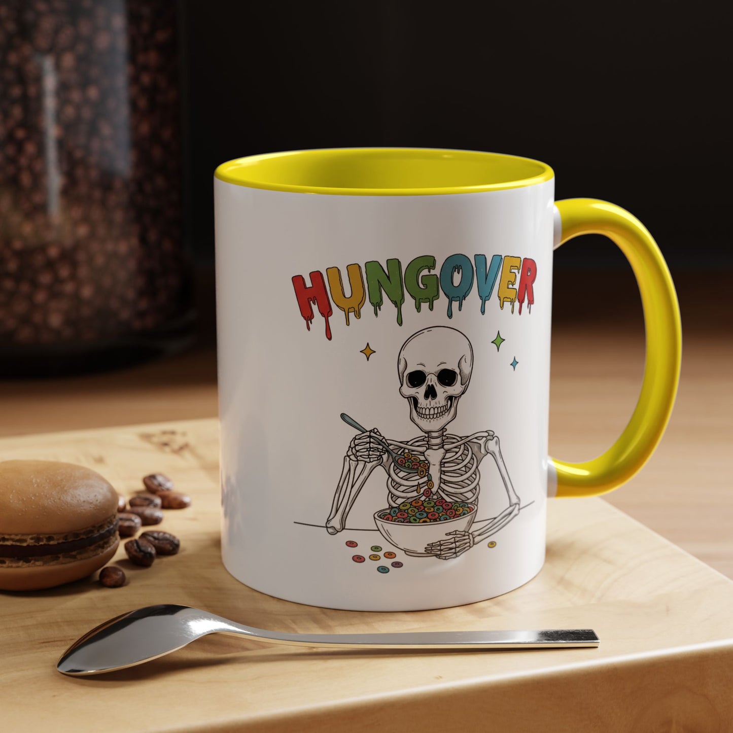 Hungover Coffee Mug — Funny Skeleton Cereal Mug (11/15oz)