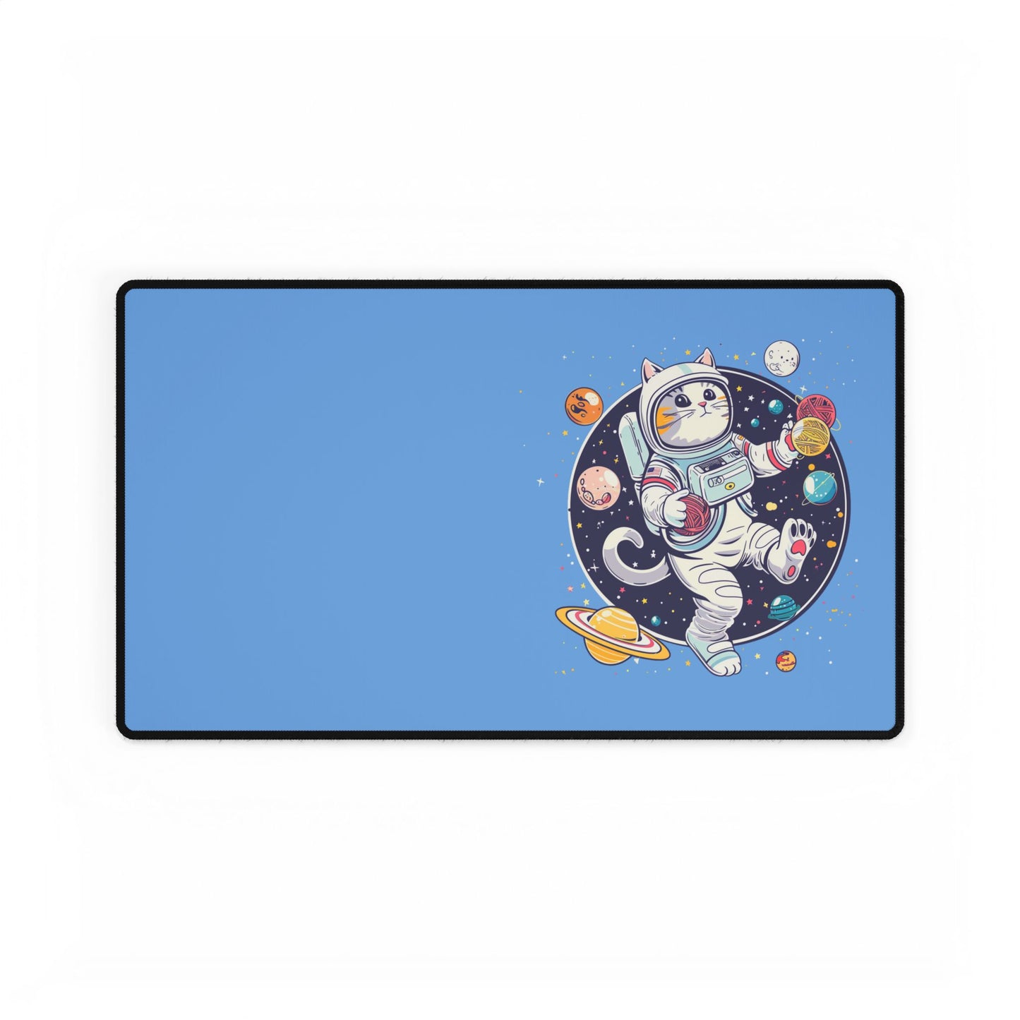 Space Cat Desk Mat — Large Gaming/Work Mousepad with Astronaut Cat Design
