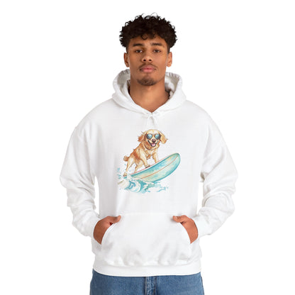 Surfing Golden Retriever Hoodie – Cute Dog Surfboard Pullover