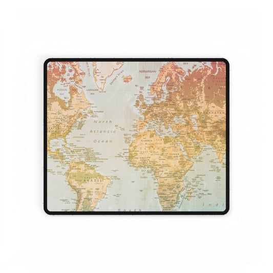 Vintage World Map Desk Mat — Large Antique Travel Mousepad & Keyboard Pad