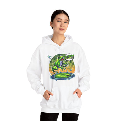 Frog Jump Hoodie – Retro Neon 'Ribbit' Graphic Sweatshirt