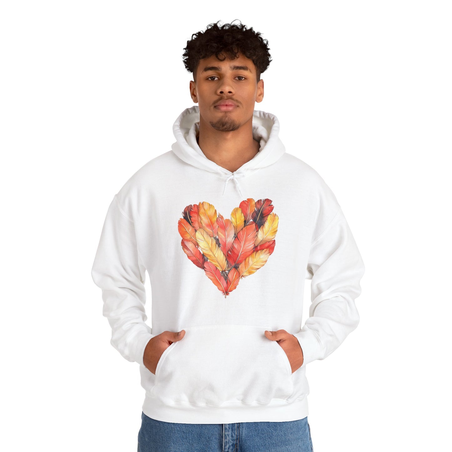 Autumn Leaf Heart Hoodie — Cozy Fall Pullover for Women & Men
