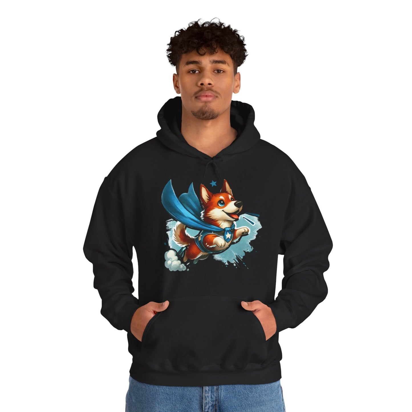 Superhero Corgi Hoodie — Cute Flying Dog Graphic Sweatshirt