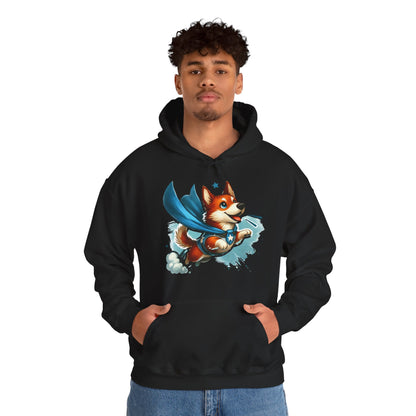 Superhero Corgi Hoodie — Cute Flying Dog Graphic Sweatshirt