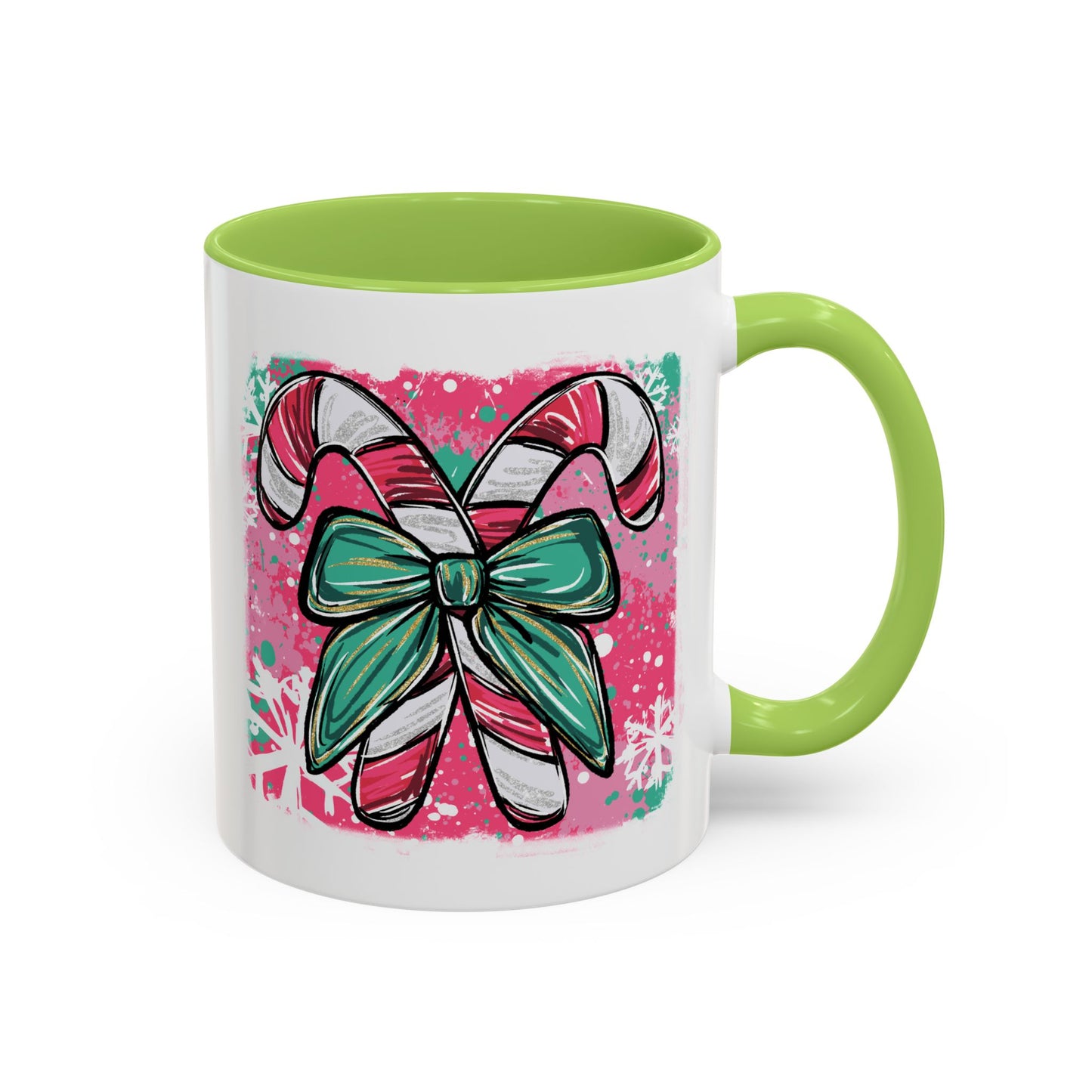 Candy Cane Bow Coffee Mug — Festive Holiday Accent Mug (11/15oz)