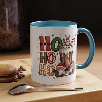 Ho Ho Ho Christmas Coffee Mug — Festive Santa Gnomes Hot Cocoa Accent Mug (11/15oz)