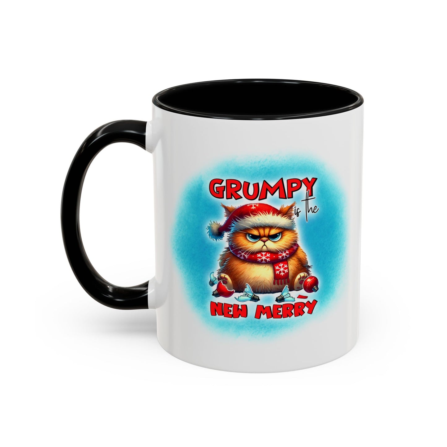 Grumpy But Merry Holiday Cat Accent Coffee Mug (11/15oz)