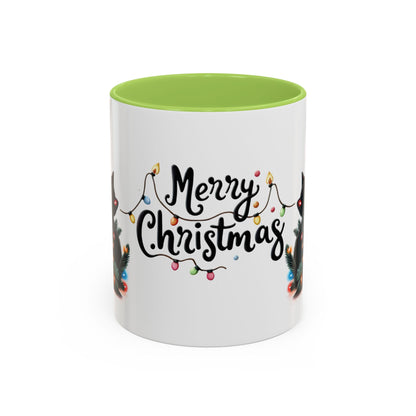 Cute Black Cat Christmas Lights Mug – Festive Holiday Coffee Cup Gift
