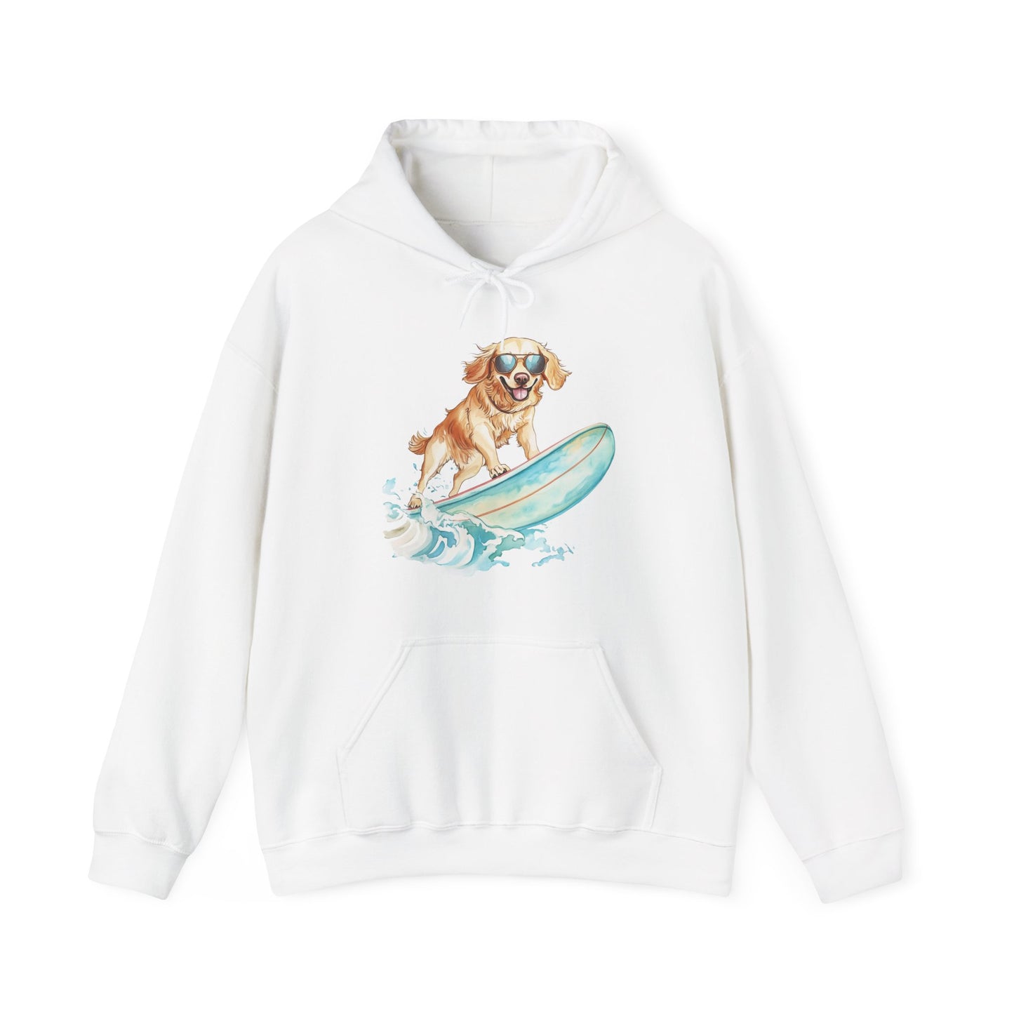 Surfing Golden Retriever Hoodie – Cute Dog Surfboard Pullover
