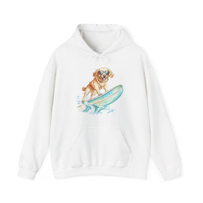 Surfing Golden Retriever Hoodie – Cute Dog Surfboard Pullover