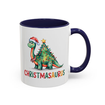 Christmasaurus Accent Coffee Mug — Festive Dino Holiday Coffee Cup (11/15oz)