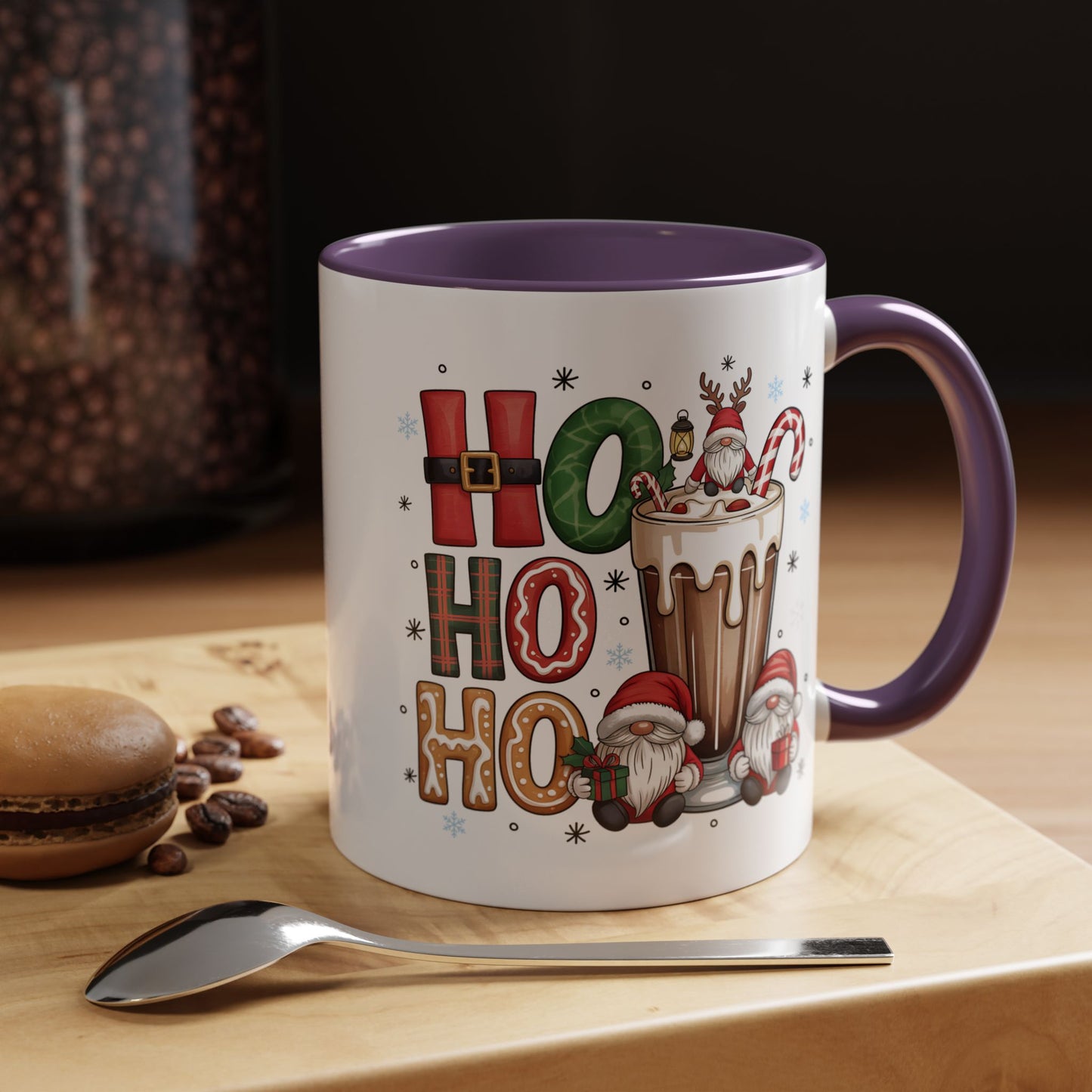 Ho Ho Ho Christmas Coffee Mug — Festive Santa Gnomes Hot Cocoa Accent Mug (11/15oz)