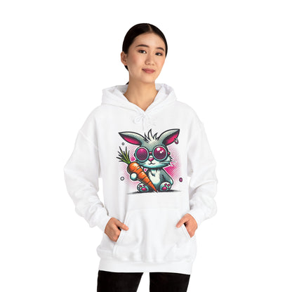 Bunny With Carrot Hoodie – Cute Neon Bunny Graphic Sweatshirt